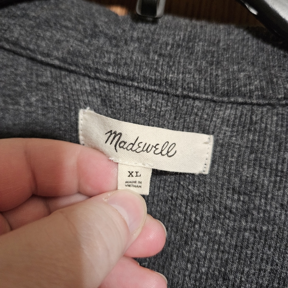 Madewell V Neck Button Collared Gray Sweater (Som… - image 2